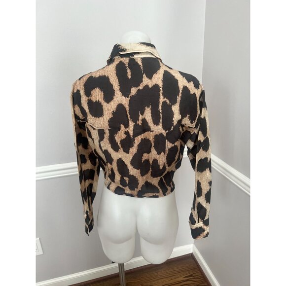 GANNI Silk Linen Leopard Print Shirt + Matching Shorts SET Size 32 XS - Picture 13 of 13